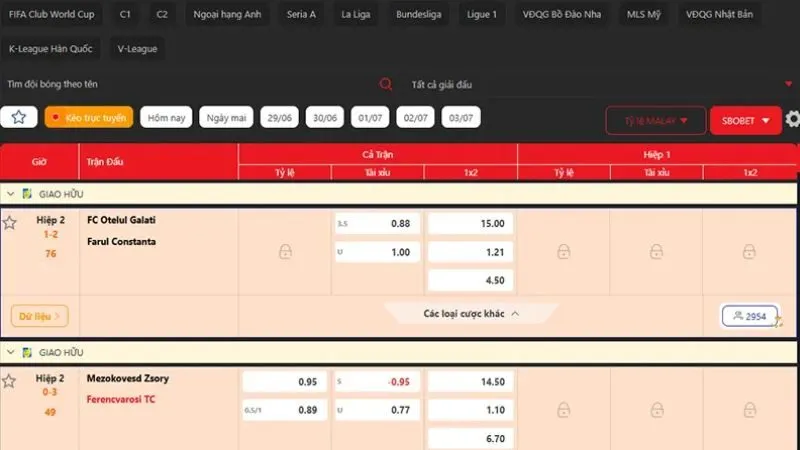 Giao diện livecore trên website 1gom.se.net